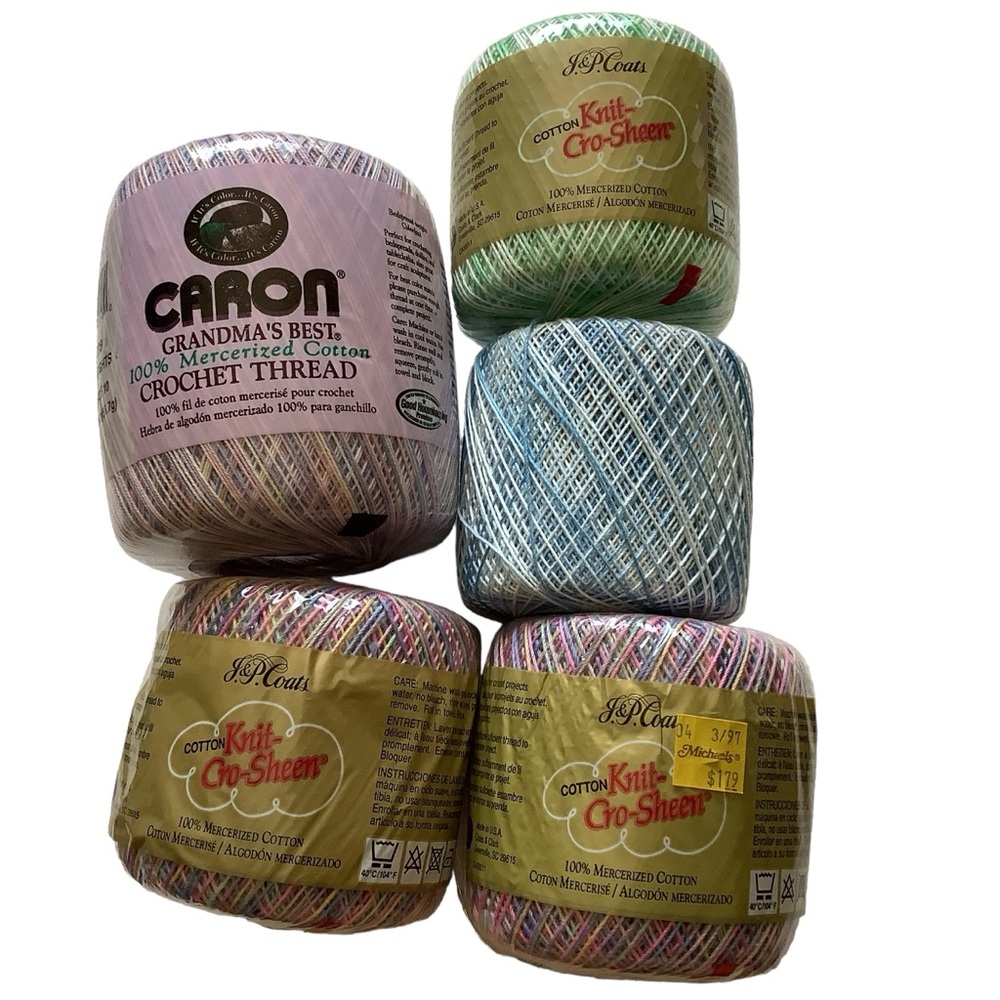 Vintage Caron and JP Coats Crochet Thread Multicolor